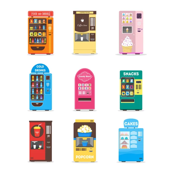 Cartoon Vending Machine Set. Vector — Stock Vector