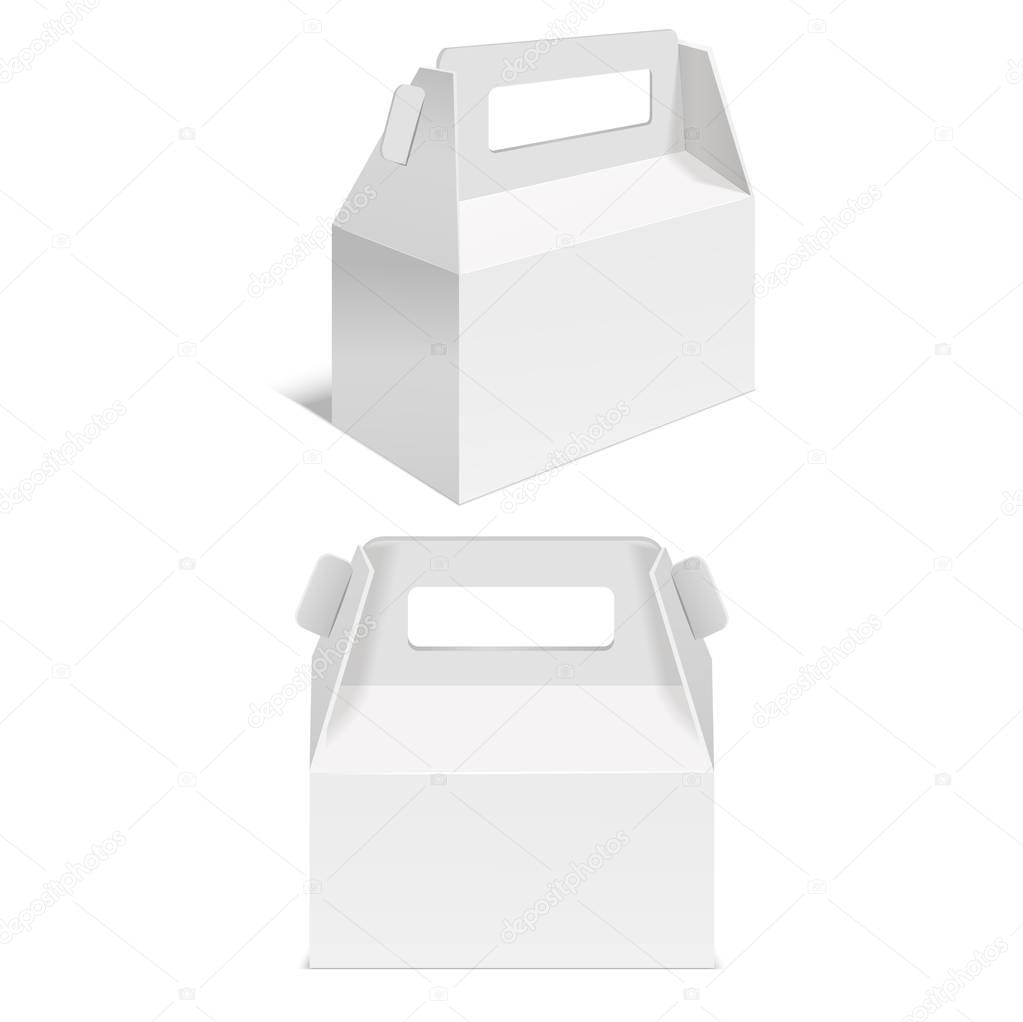 Realistic Template Blank White Paper Folding Box. Vector