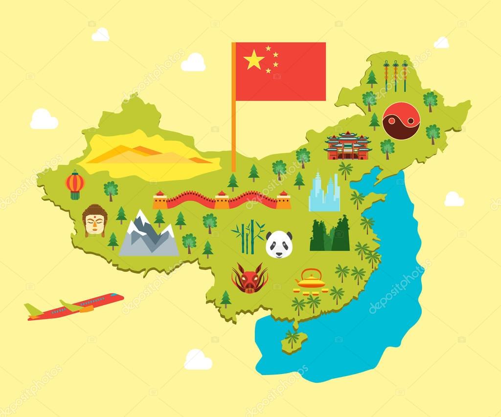 A Map Of China Cartoon