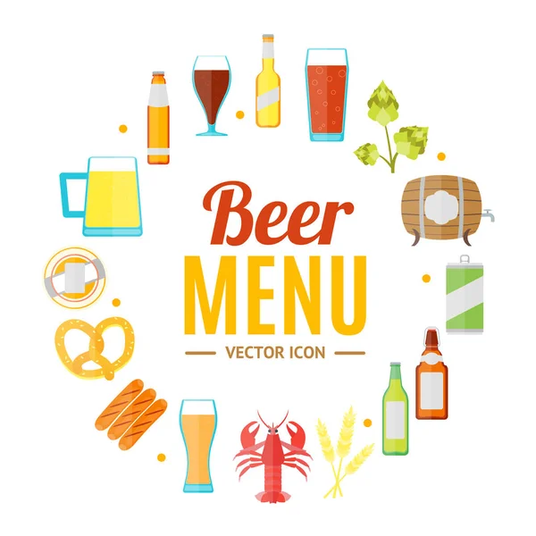 Beber Beer Round Design Template Banner Card. Vetor — Vetor de Stock