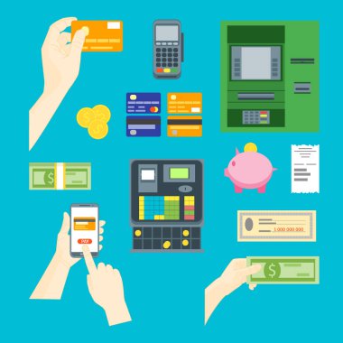 Çizgi film ödeme kavram kümesi. Vektör