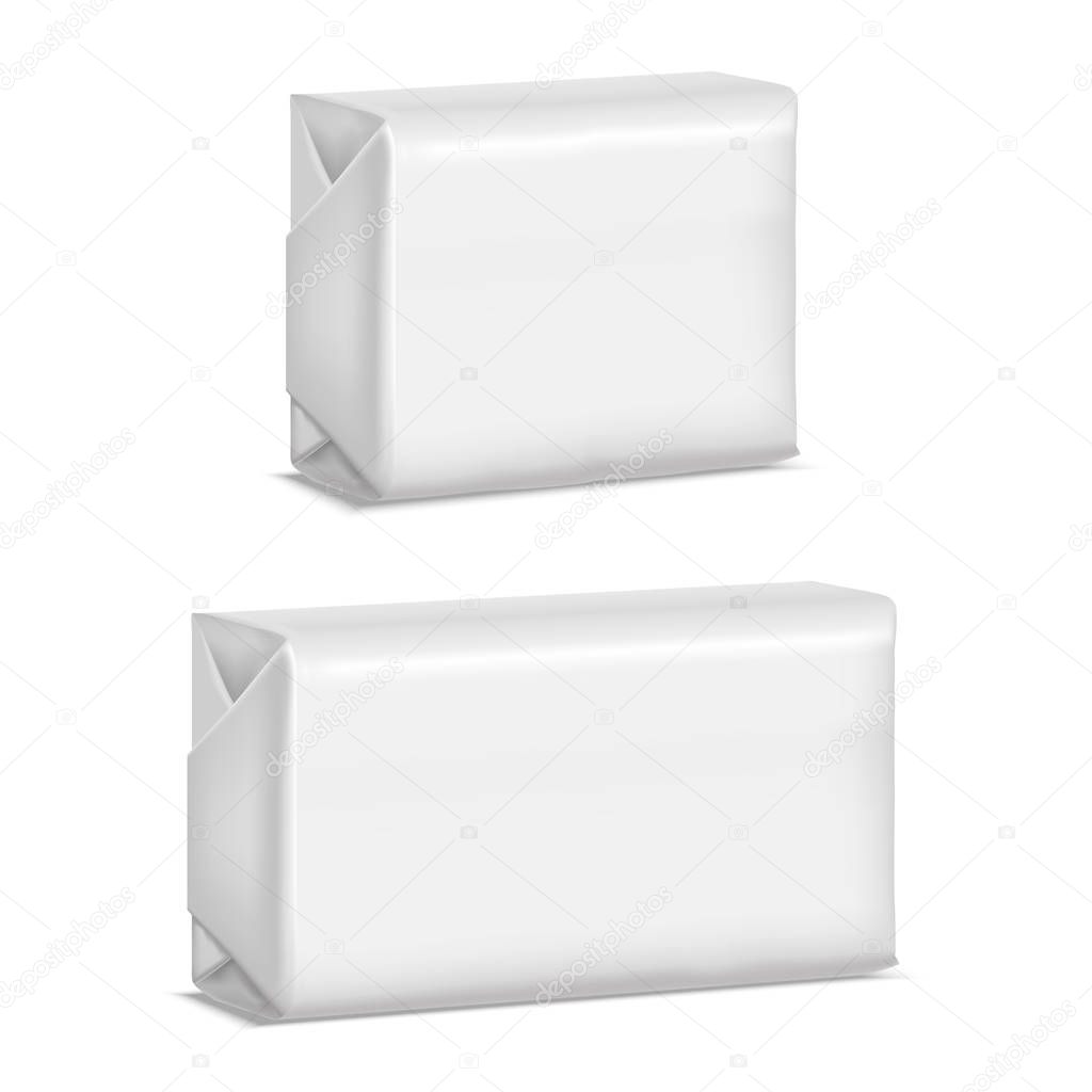 Realistic Template Blank White Soap Pack. Vector