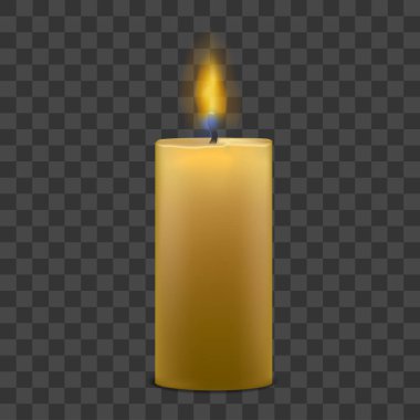 Büyük mum yangın sette şeffaf arka plan ile. Vektör