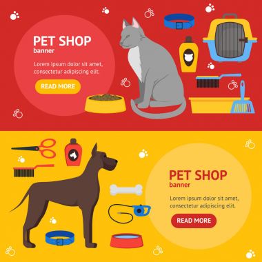 Çizgi film yerli Pet Shop afiş. Vektör
