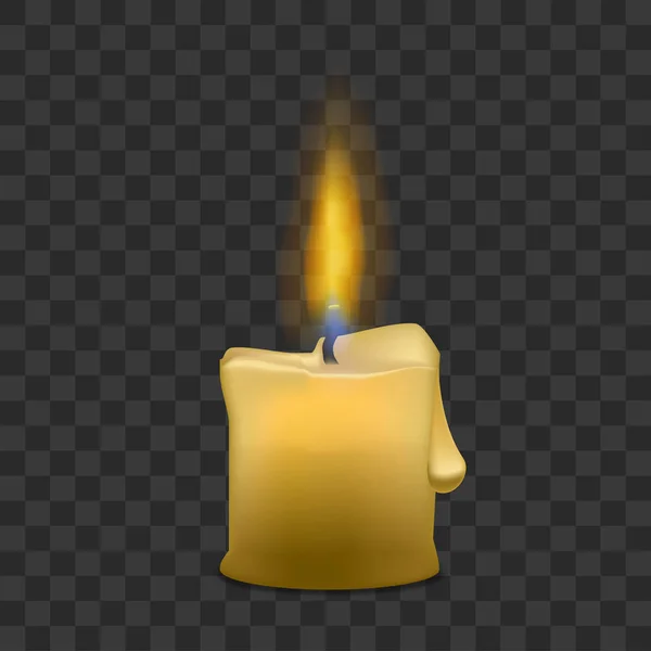 Маленька свічка з вогнем встановлена на прозорому тлі. Векторні — стоковий вектор