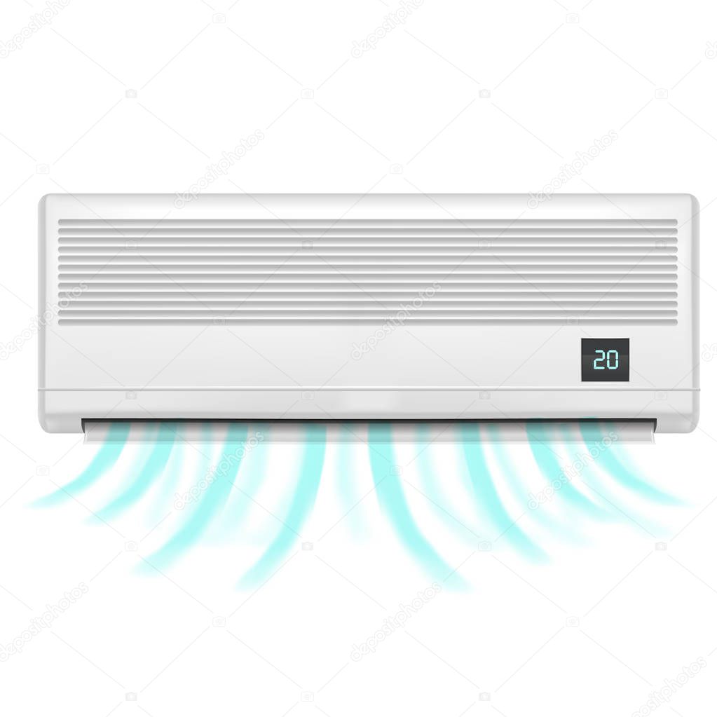 Realistic Detailed Air Conditioner. Vector