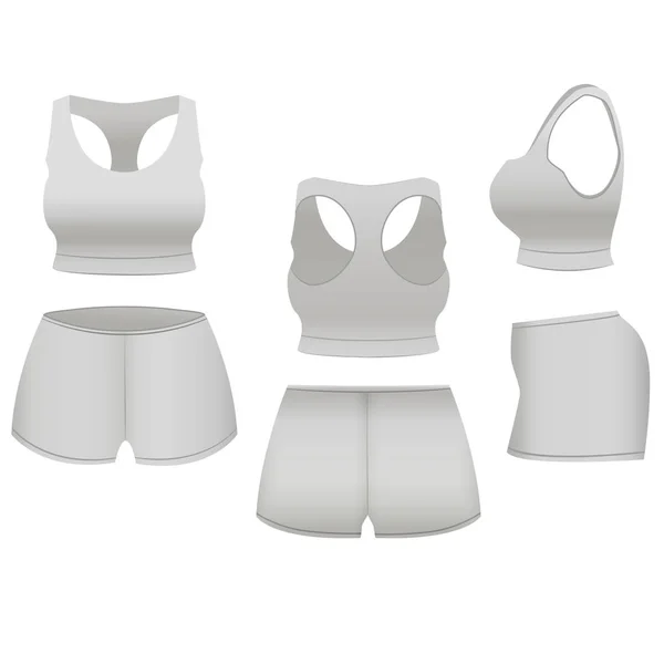 Modelo realista Blank White Shorts e Top. Vetor — Vetor de Stock