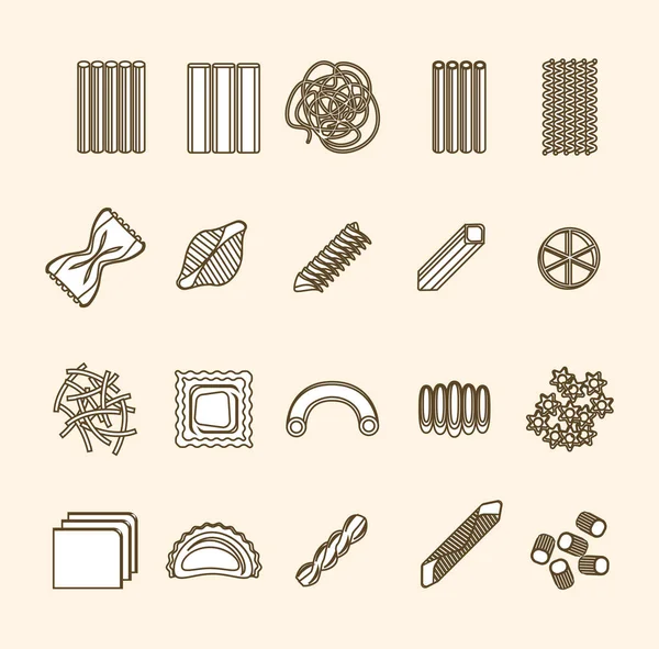 Set de iconos de línea fina de pasta. Vector — Archivo Imágenes Vectoriales