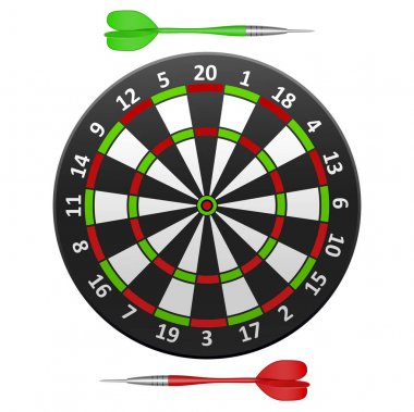 Gerçekçi detaylı Dart tahtası. Vektör
