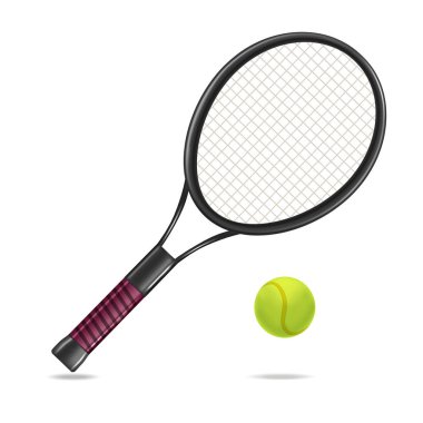 Gerçekçi detaylı Tenis raket ve top. Vektör