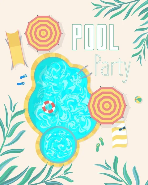 Summer Pool Party Invitación Carteles Tarjeta. Vector — Archivo Imágenes Vectoriales