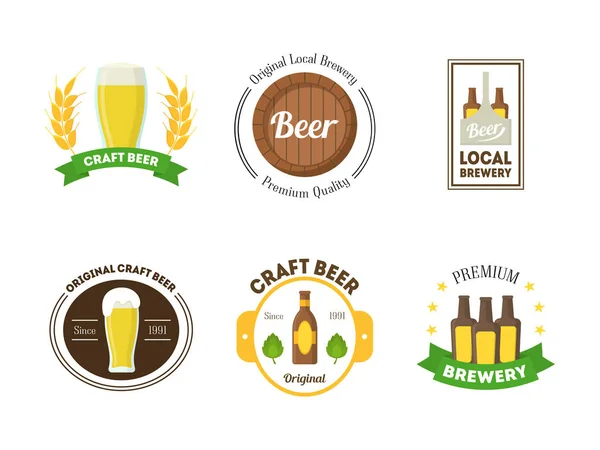 Emblemas de cerveja ou conjunto de rótulos. Vetor — Vetor de Stock