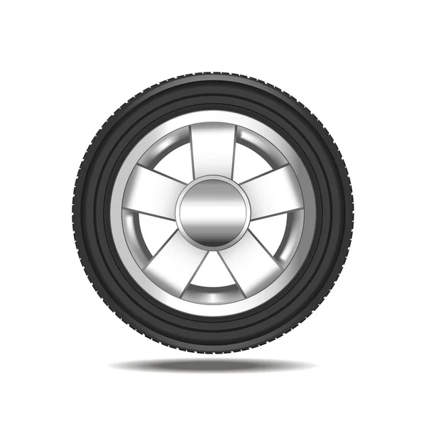 Realistic Detailed Auto Car Wheel. Vector — Stock Vector