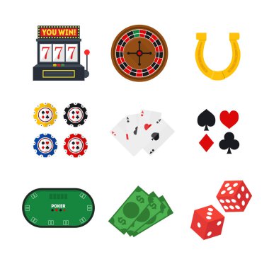 Çizgi film Casino ayarlayın. Vektör