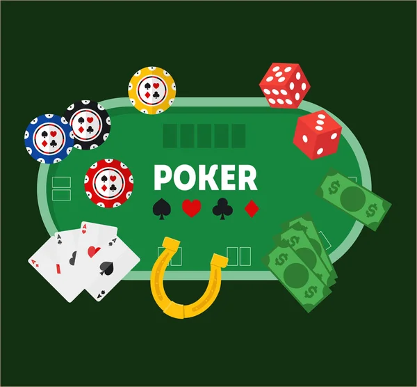 Groene pokertafel. Vector — Stockvector