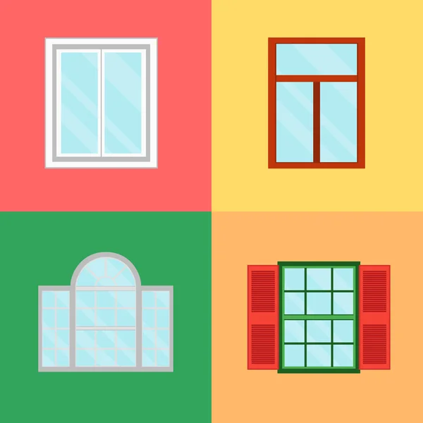 Мультфильм Windows Set на цветном фоне. Вектор — стоковый вектор