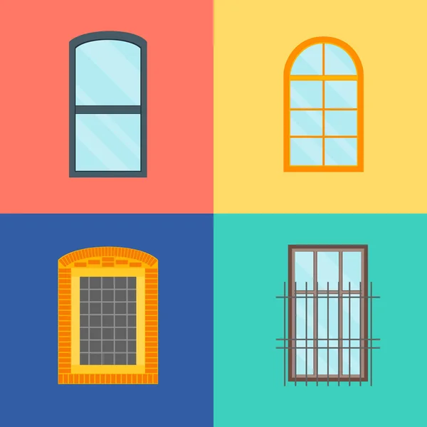 Kreskówka zestaw Windows na kolor tła. Wektor — Wektor stockowy