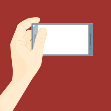 Mobil akıllı telefon kullanarak insan eli. Vektör