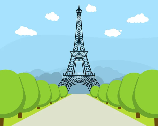 Desenhos animados Torre Eiffel famoso marco de Paris. Vetor — Vetor de Stock