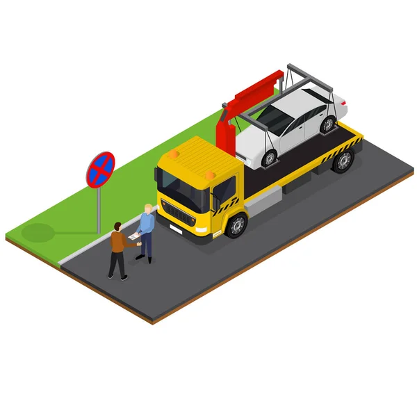 Tow Truck izometrikus nézetben. Vektor — Stock Vector