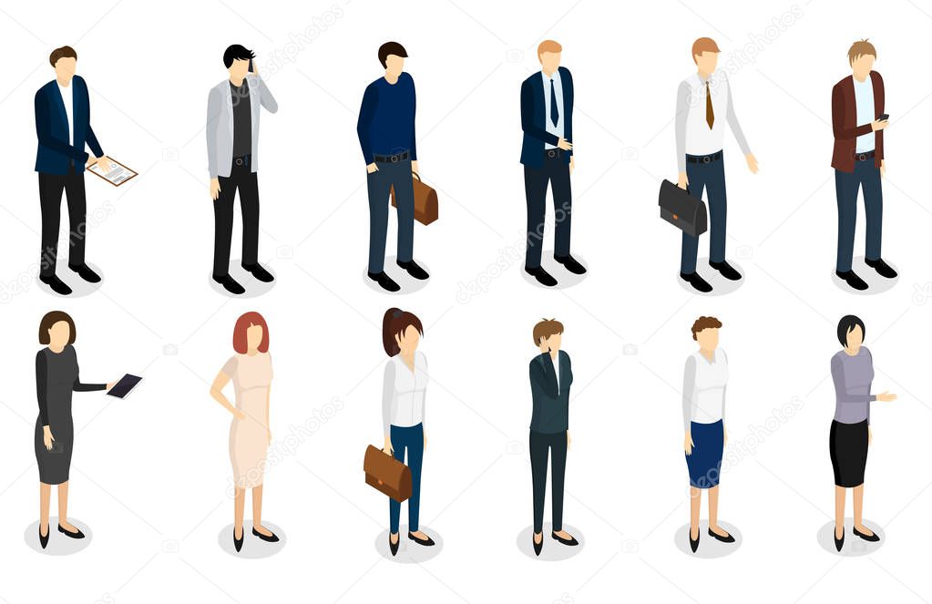 Business People Set Isometric View. Vector