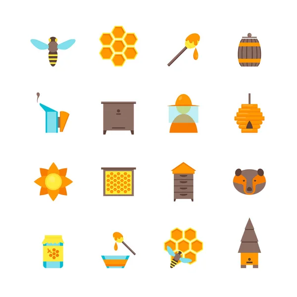 Cartoon Bee barevné ikony Set. Vektor — Stockový vektor
