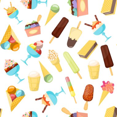 Çizgi film dondurma arka plan deseni. Vektör