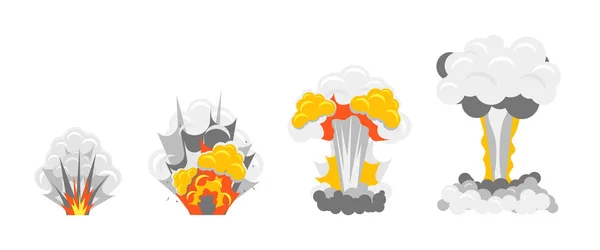 Zeichentrick-Stadien Prozess der Explosionseffekte eingestellt. Vektor — Stockvektor