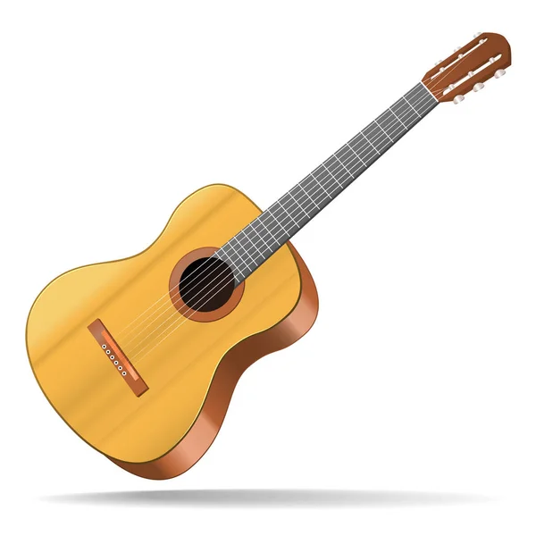 Realistische gedetailleerde akoestische gitaar muziekinstrument. Vector — Stockvector