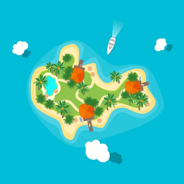 Kreslený barevný ostrov v oceánu. Vektor — Stockový vektor