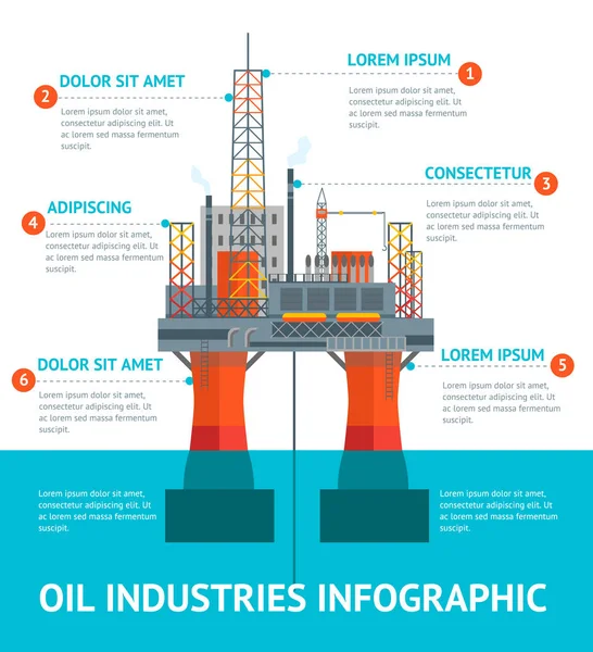Cartoon olie industrie Infographic Menu. Vector — Stockvector
