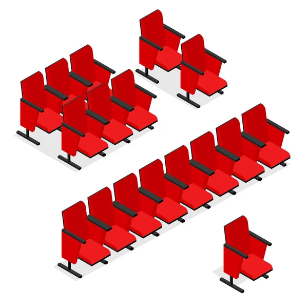 Conjunto de asientos de cine o teatro Vista isométrica. Vector — Vector de stock
