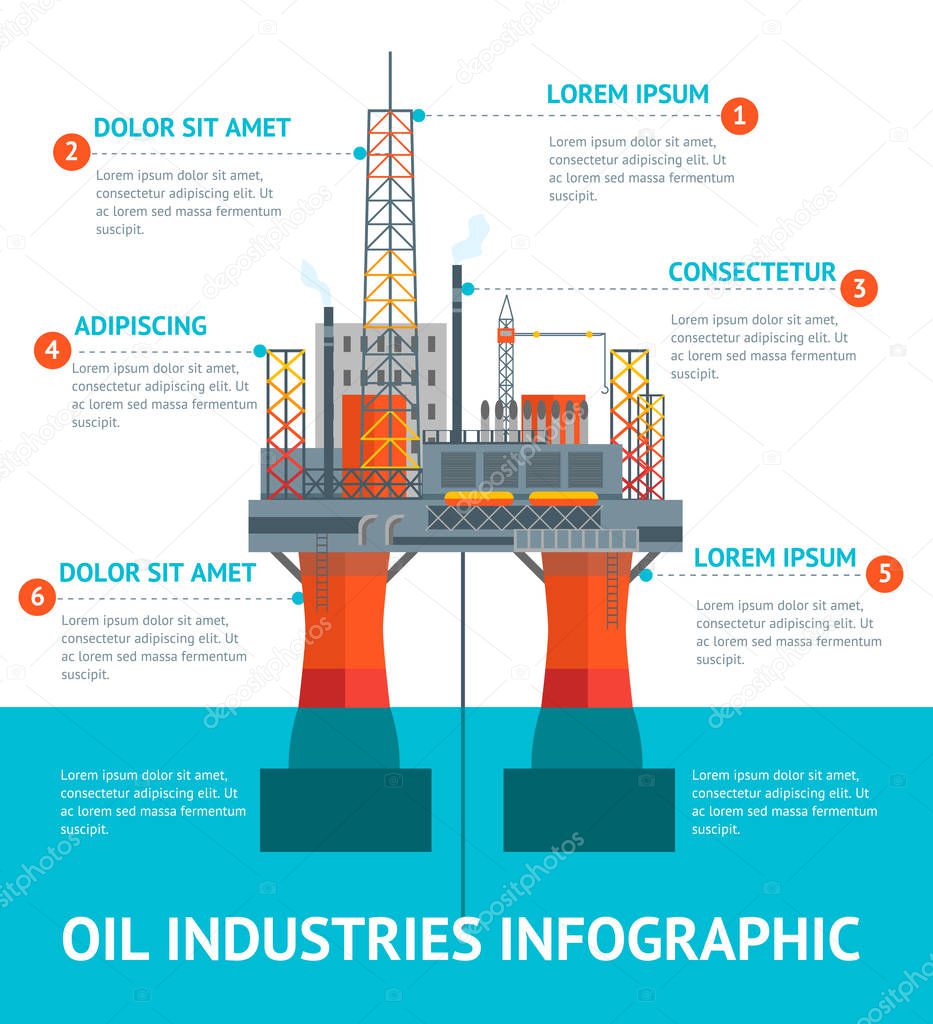 Cartoon Oil Industry Infographic Menu. Vector