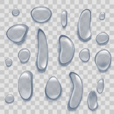 Su saf damla şeffaf arka plan üzerinde. Vektör