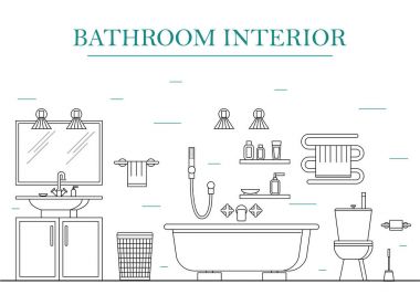 İç klasik banyo mobilya ile. Vektör