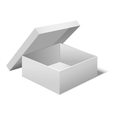 Gerçekçi şablon boş beyaz kutu. Vektör