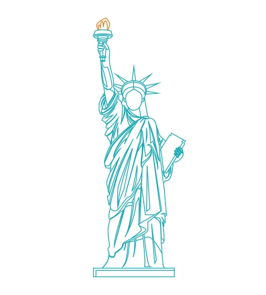 Statue of Liberty ince çizgi. Vektör — Stok Vektör