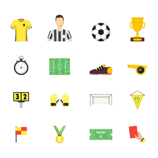 卡通足球体育游戏颜色图标集。矢量 — 图库矢量图片