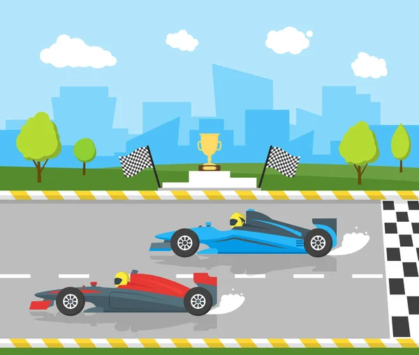 Cartoon samochód wyścigowy Sport profesjonalny konkurencji. Wektor — Wektor stockowy