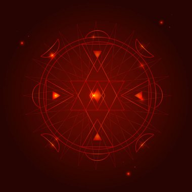 Simya geometri sembolü ince çizgi. Vektör