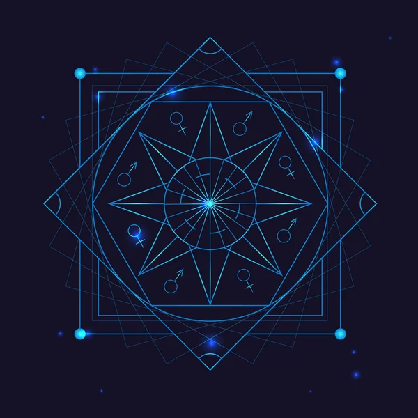 Alchemia geometrii Symbol cienka linia. Wektor — Wektor stockowy