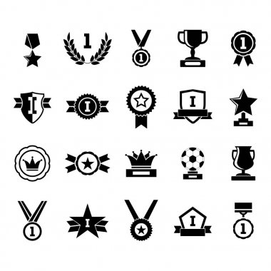 Siluet siyah Icon Set Ödülleri. Vektör