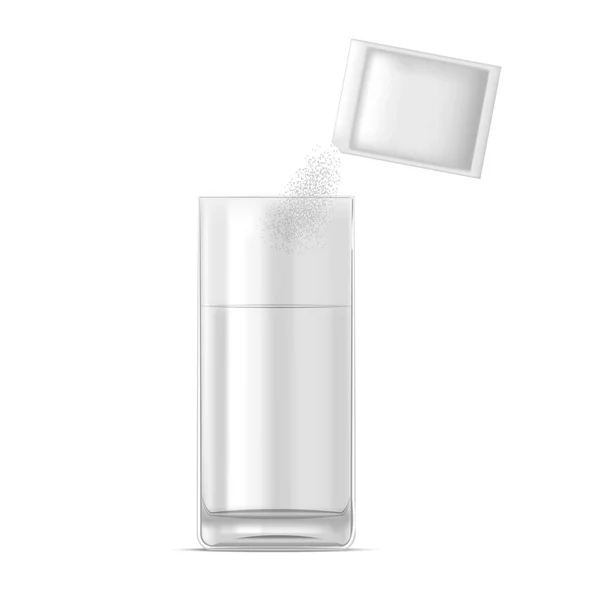 水と粉の薬投与の現実的なガラス。ベクトル — ストックベクタ