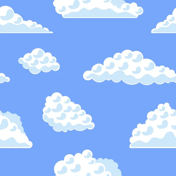 Cartoon Clouds on The Blue Sky Background Pattern (en inglés). Vector — Vector de stock