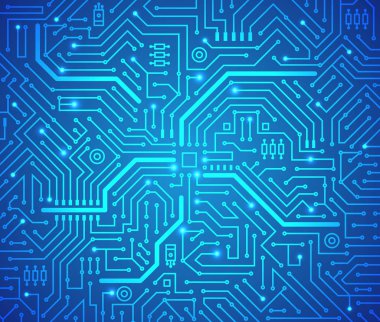 Fütüristik teknoloji düzeni mavi arka plan. Vektör
