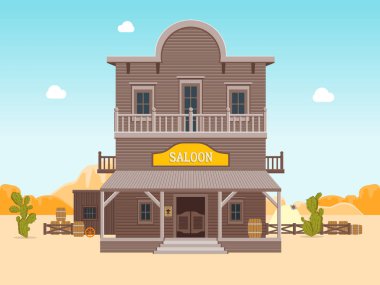 Manzara arka plan üzerinde çizgi film Binası salon. Vektör