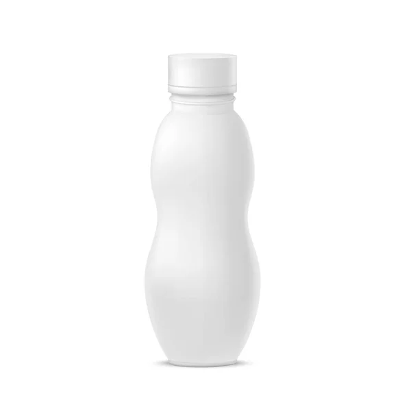 Plantilla realista Paquete de botella de yogur blanco en blanco. Vector — Vector de stock