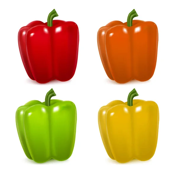 Realistic Detailed Color Pepper Set. Vector — Stock Vector