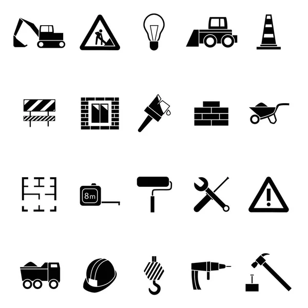 Conjunto de iconos de silueta negra de la construcción. Vector de — Vector de stock