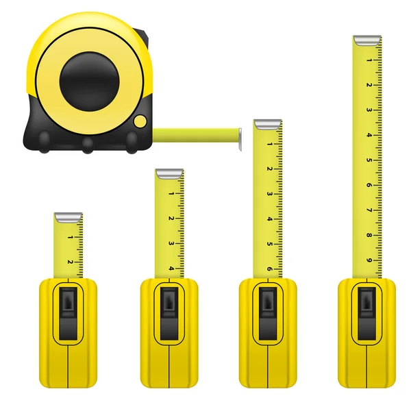 Realistische gedetailleerde maatregel Tape Set. Vector — Stockvector